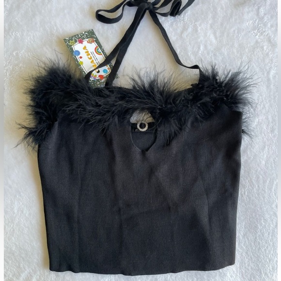 Y2K Black Fuzz Top - Picture 3 of 3